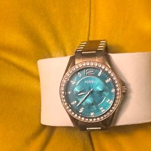 Fossil Riley Rose Gold Ladies Teal Multifunctional Dial Watch
